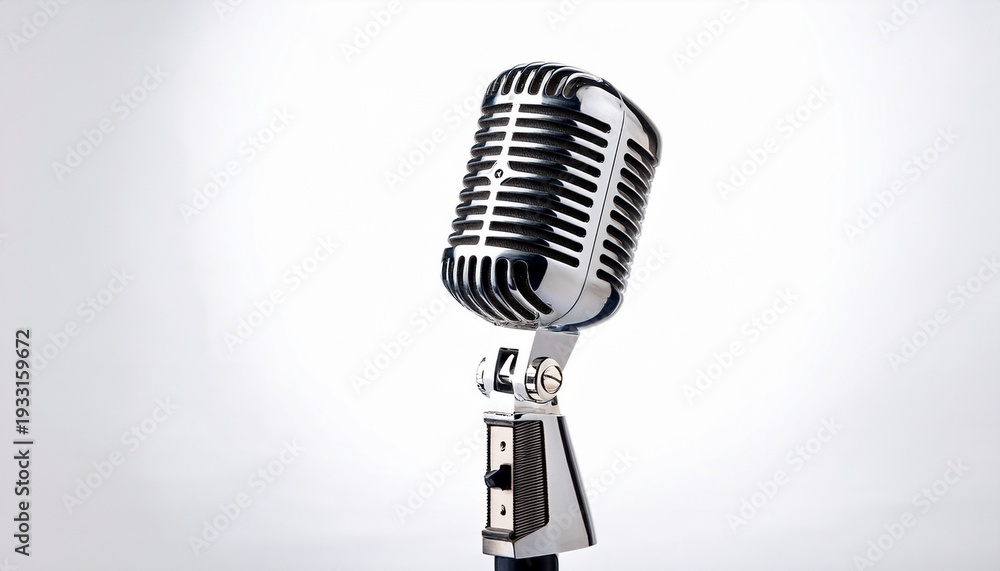 Fototapeta premium old retro style vintage silver microphone isolated on white background