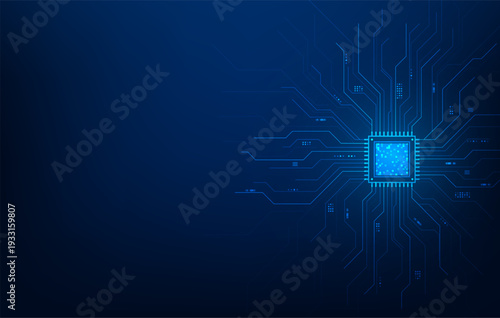 ai microchip data center semiconductor technology background.artificial intelligence motherboard circuit copy space wallpaper. vector illustration fantastic technology.
