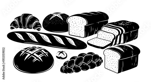 assorted bread types illustration