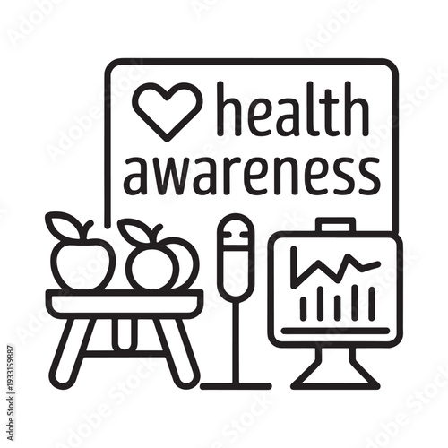 Health awareness concept with icons representing wellness and medical themes