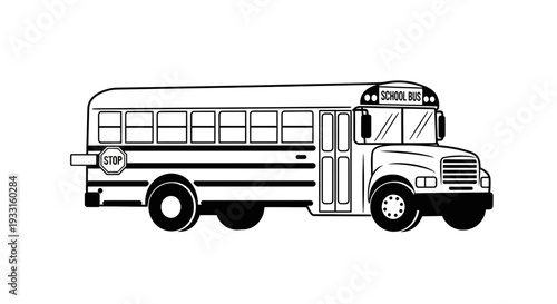 black and white school bus illustration