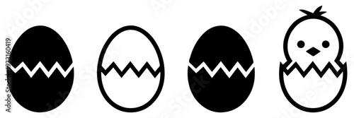chicken egg hatching process icon set