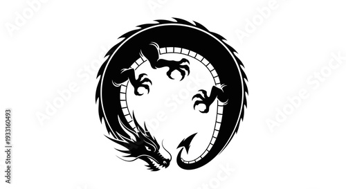 black dragon logo, yin yang symbol