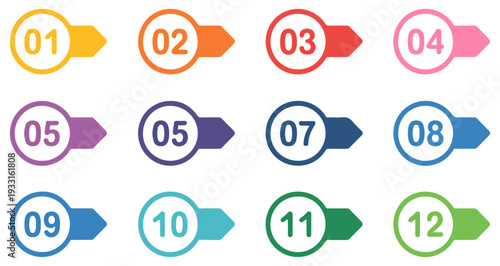 Fotografija colorful number bullet marker icon set
