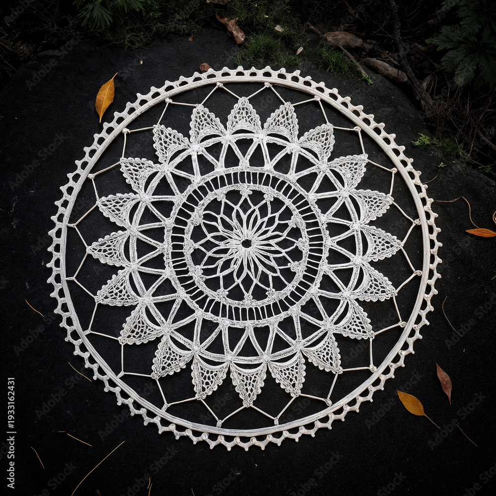 Obraz premium White pattern in a circle on a black background