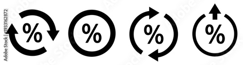 tax rebate percent icon set