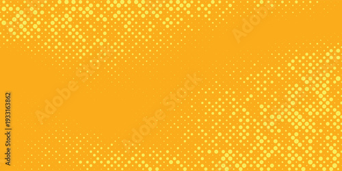 Abstract Sunshine yellow dotted halftone texture, pop art comic gradient backdrop, soft faded transition, vintage poster style. vector design