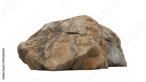 Large brown rock or stone geology isolated on a transparent background