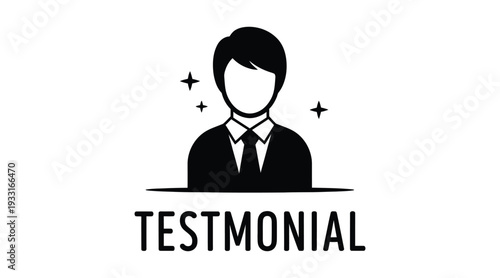 Testimonial icon with faceless businessman and positive review concept