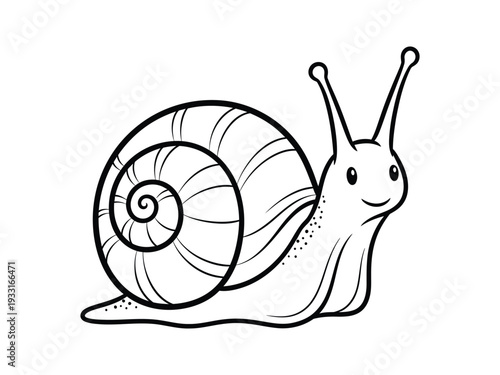 A charming illustration of a smiling snail with a detailed shell and antennae Vector