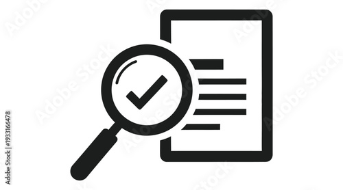 Magnifying glass inspecting a document with a checkmark