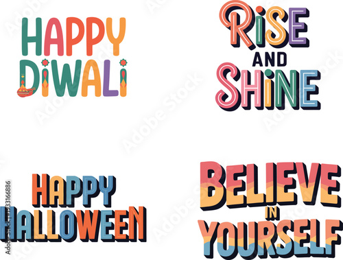 Colorful Motivational and Holiday Greeting Texts