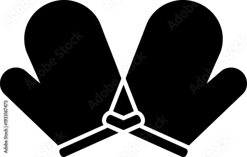 Stylish Crossed Oven Mitts Silhouette Vector Icon – Perfect for Kitchen Safety, Baking, Cooking, and Home Design Projects. Modern Minimalist Culinary Illustration for Websites and Apps.