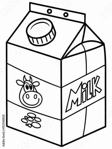 milk carton with a cow on it is a simple drawing
