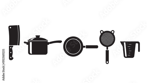 Set of 5 kitchen utensils icons vector
