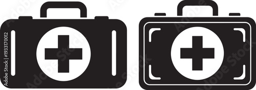 Two first aid kit silhouette icons