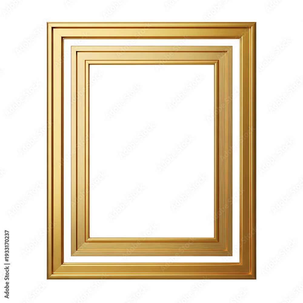 Obraz premium A gold picture frame on transparent background for decorative purposes