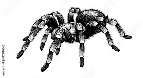 Perspective View of a Giant Spider Sketch Featuring Intricate Line Work and Bold Shading Contrast
