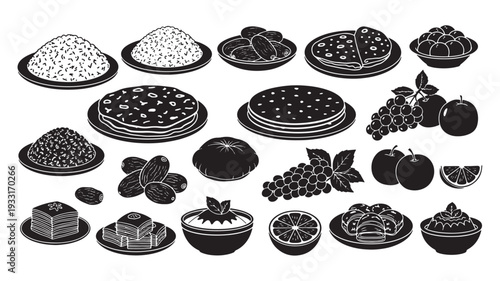 Set of 25 food icons vector