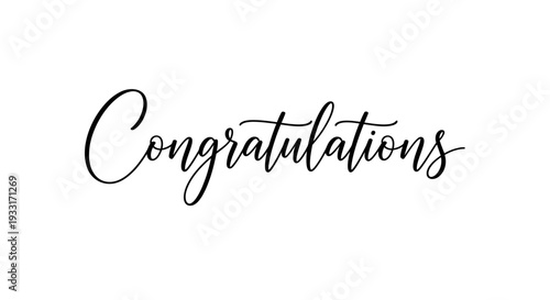 Elegant "Congratulations" Calligraphy Lettering on Isolated White Background