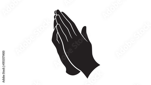 Black praying hands icon vector