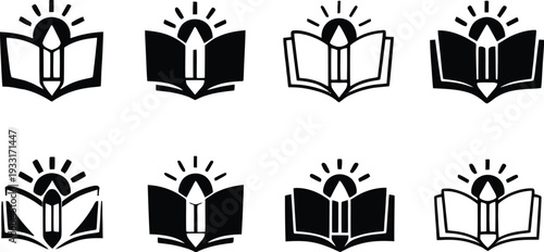 Colour Book Icon Set, Printable coloring worksheet Icon Set, coloring book page icon Set. Vector illustration !	
