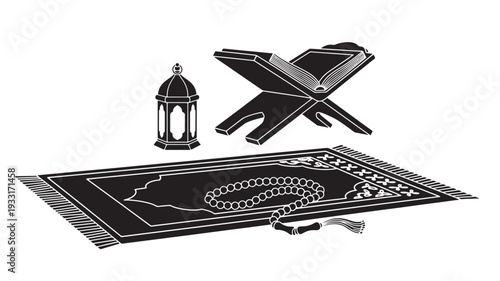 Set of 3 Islamic prayer icons vector