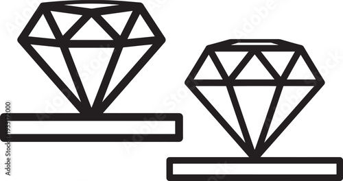 Silhouette of diamond gem on pedestal isolated