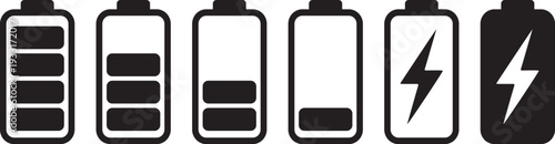 Battery level icons showing different charge levels on white background