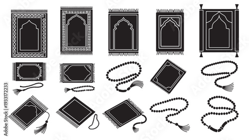 Set of 15 Islamic prayer icons vector