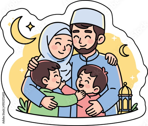 Happy family with newborn baby and siblings in cozy home setting