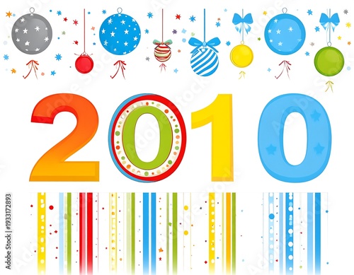 Colorful 2010 New Year Celebration Design.