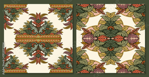 Foto Tropical Floral and Iguana Jungle Pattern Frame for Decorative Template Design