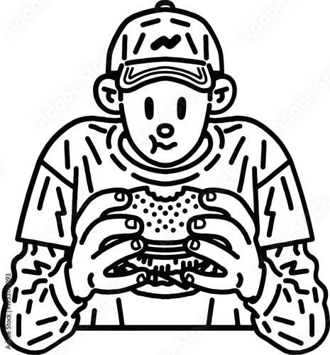 ハンバーガーを食べる人