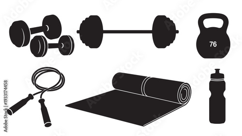 Set of 6 gym icons vector
