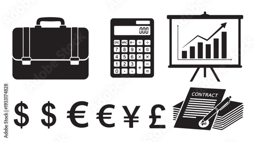 Set of 5 business finance icons vector