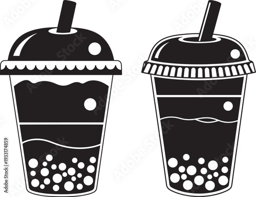 Bubble tea silhouette icons set
