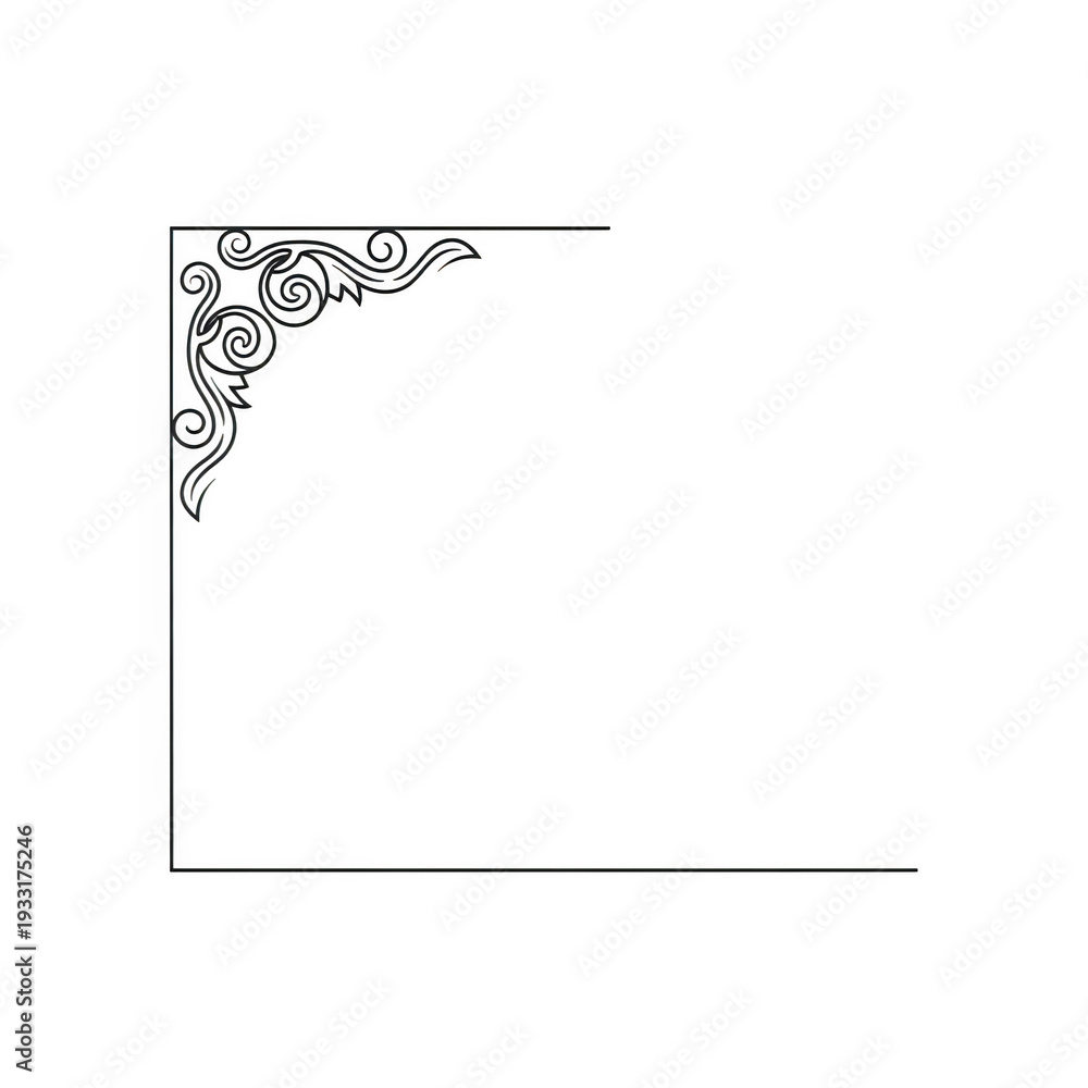 Fototapeta premium A black and white drawing of a floral design isolated on transparent background