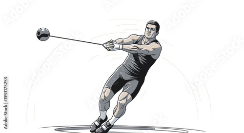 Athlete in action throwing a hammer vector illustration sport competition