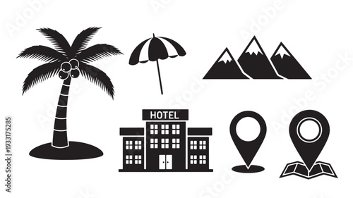 Set of 6 travel icons vector