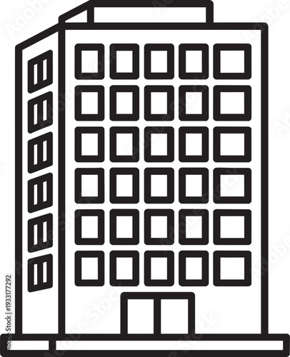 Tall office building outline icon representing government ministry national municipality city hall and official establishment