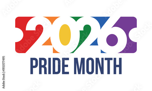 LGBT Pride Month in June. 2026. Lesbian Gay Bisexual Transgender. Celebrated annual. LGBT flag. Rainbow love concept. Human rights and tolerance. Poster, banner and background. Vector illustration