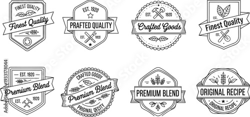 A collection of premium quality labels in various shapes and designs.