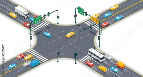 Roundabout with Traffic and Signals.