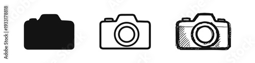 Photography Camera Icons Collection in Various Drawing Styles for Media