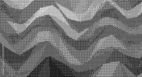 A minimalist vector graphic illustration of a halftone pattern in black and white dither