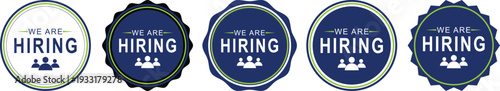We Are Hiring Badge Collection with Team Icon for Job Recruitment and Career Opportunity Announcement