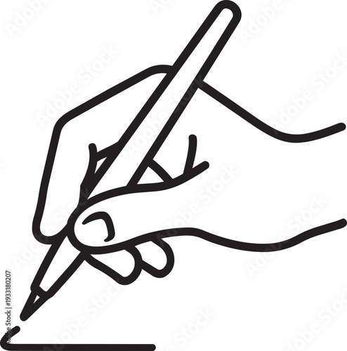Human hand holding a pen and checking a mark outline icon for voter election choice