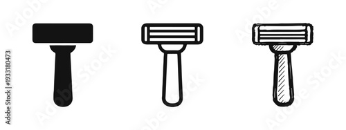 Disposable Razor Icon Set for Shaving and Grooming - Personal Care and Hygiene Vector Symbols