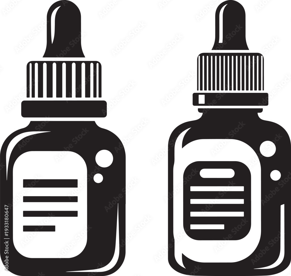Fototapeta premium Dropper bottle silhouette vector set